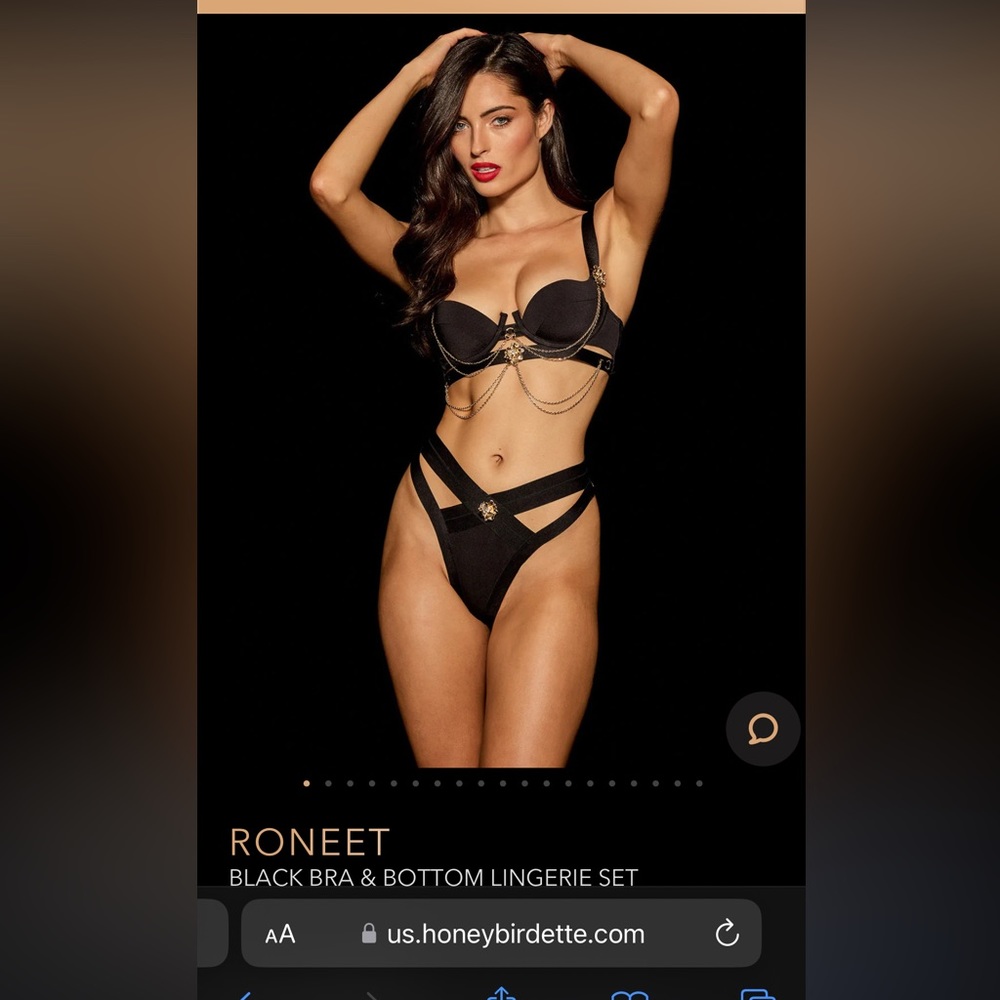 SEXY LINGERIES SET- Honey Birdette Roneet BLACK BRA & BOTTOM LINGERIE SET